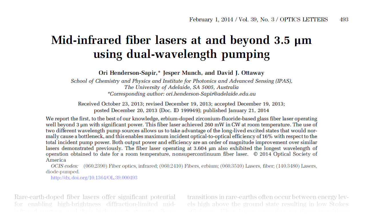 Mid-infrared fiber lasers at and beyond 3.5 μm using dual-wavelength pumping