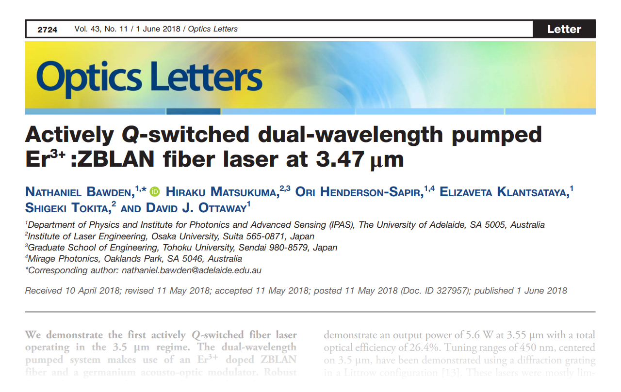 Actively Q-switched dual-wavelength pumped Er3+ :ZBLAN fiber laser at 3.47 µm